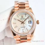 Swiss Rolex new Day Date 36 Rose Gold Rock Candy Diamond bezel A2836 Watches